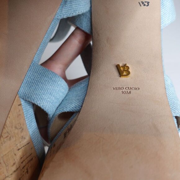 Veronica Beard Lalana Platform ankle Heels Blue Denim Women's Size 10 NEW - Picture 10 of 10